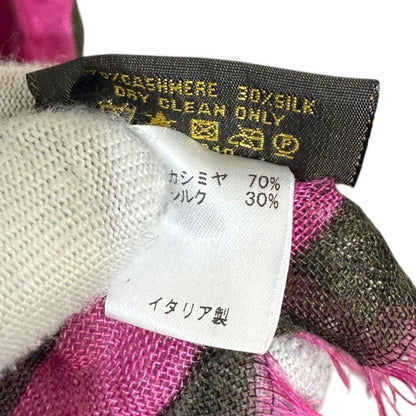 Louis Vuitton Total Cashmere And Silk Shawl 401910 Khaki And Pink Ladies Used