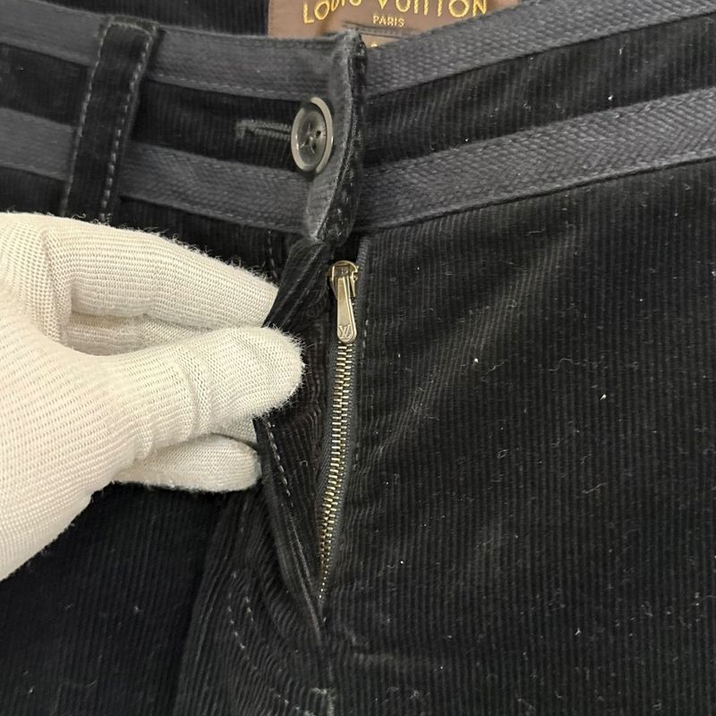 Louis Vuitton Sideline Corduroy Flared Pants Size 38 Black Ladies Used