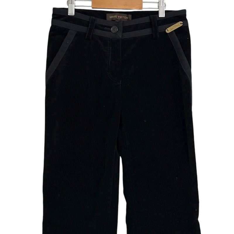 Louis Vuitton Sideline Corduroy Flared Pants Size 38 Black Ladies Used