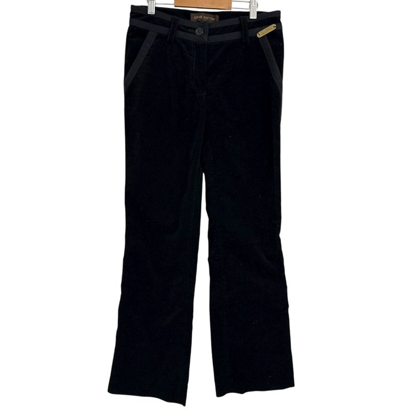 Louis Vuitton Sideline Corduroy Flared Pants Size 38 Black Ladies Used