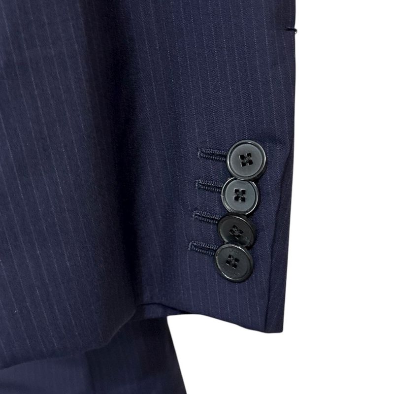 Louis Vuitton Pinstripe Tailored Jacket + Slacks Pants Suit Setup 44 Navy Men's