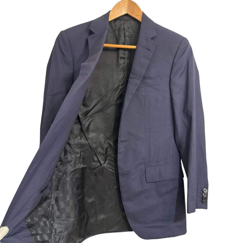 Louis Vuitton Pinstripe Tailored Jacket + Slacks Pants Suit Setup 44 Navy Men's