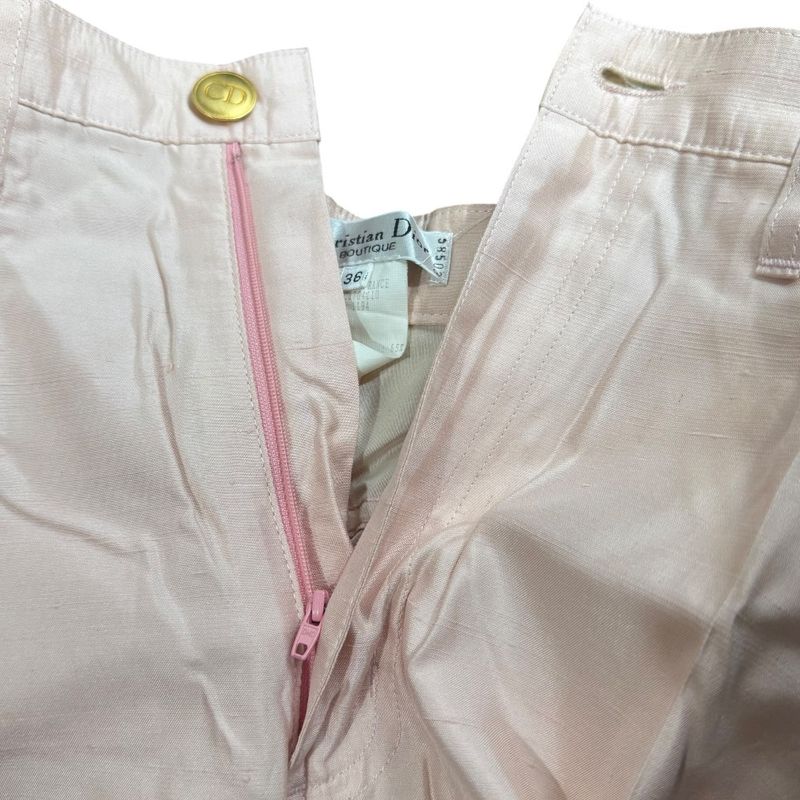 Christian DIOR Vintage French Silk-blend Tapered Pants 36 Pink Women's Used