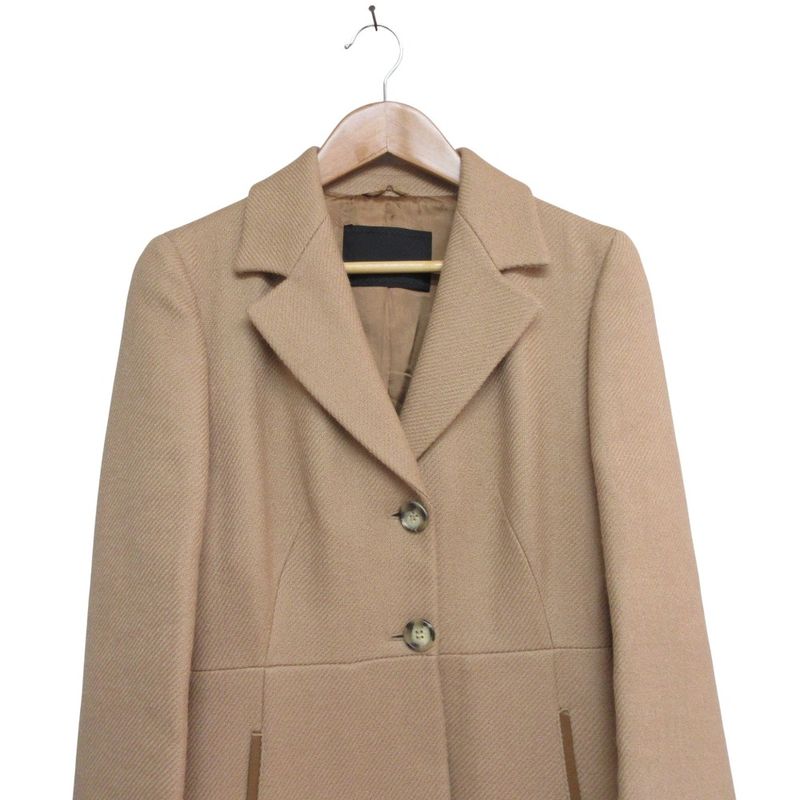 Prada A-line Wool Chester Long Coat 38 Camel Women's Used