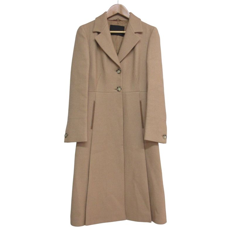 Prada A-line Wool Chester Long Coat 38 Camel Women's Used