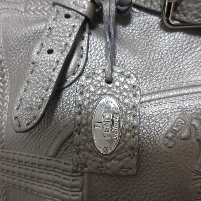 Fendi Selleria Villa Borghese Handbag 8bn155 Gray Ladies Used