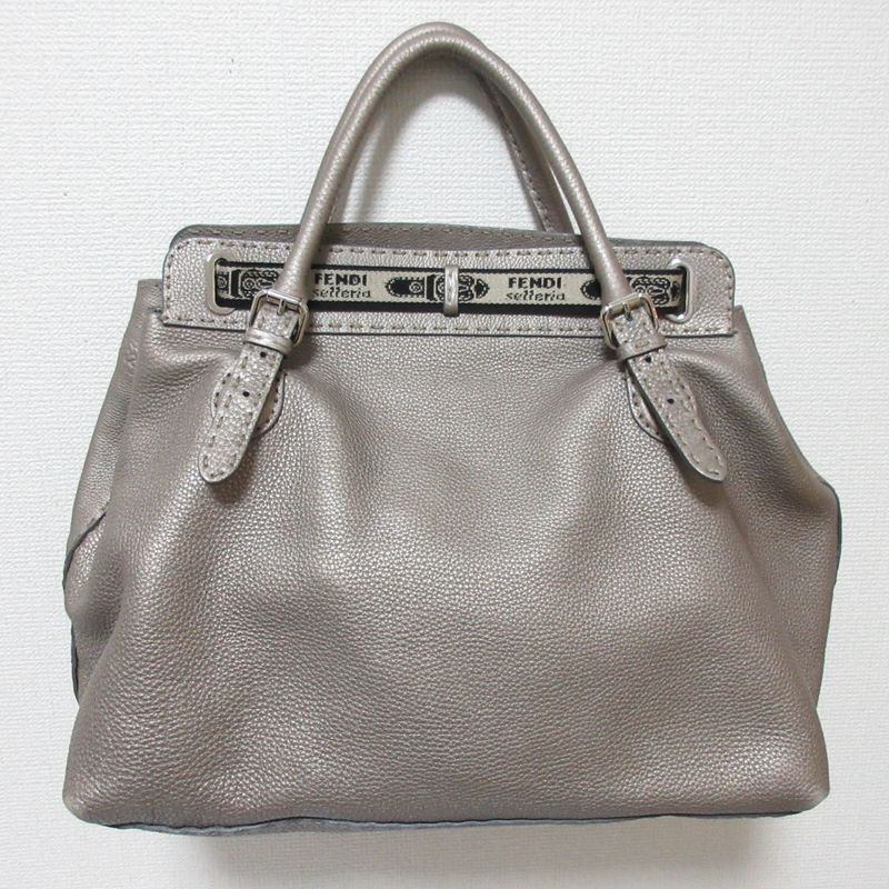 Fendi Selleria Villa Borghese Handbag 8bn155 Gray Ladies Used