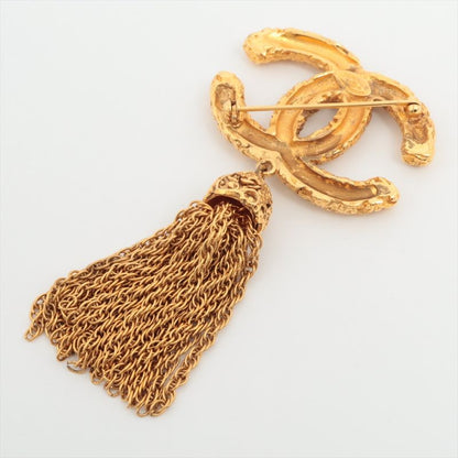 Vintage Chanel Coco Mark Brooch 93A Gold Accessories Chain Tassel Ladies TTT