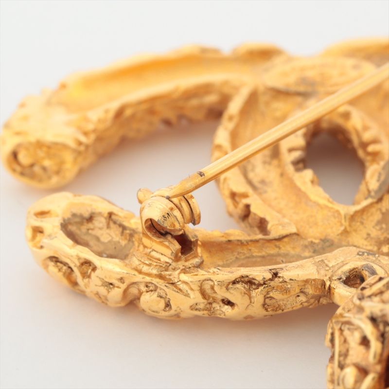 Vintage Chanel Coco Mark Brooch 93A Gold Accessories Chain Tassel Ladies TTT