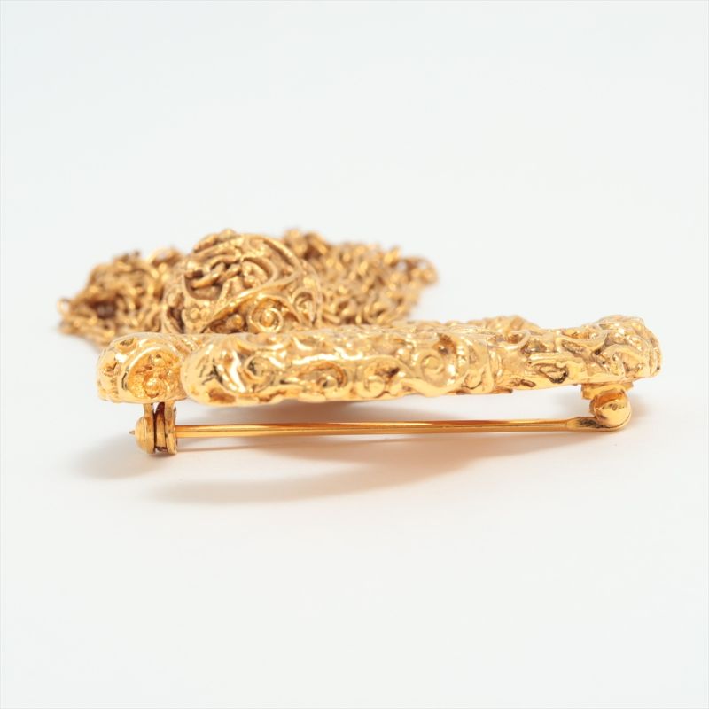 Vintage Chanel Coco Mark Brooch 93A Gold Accessories Chain Tassel Ladies TTT