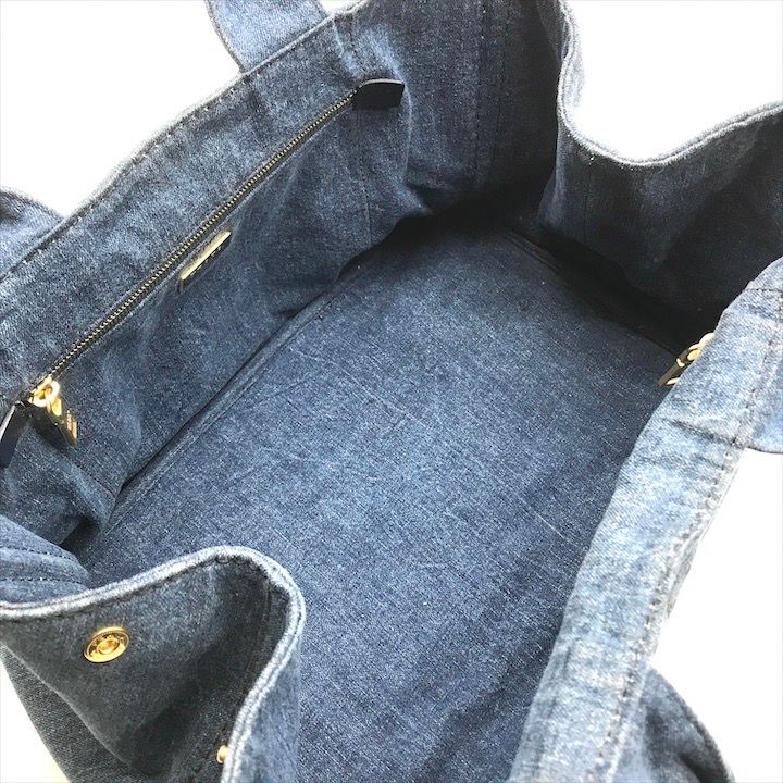 Prada Canapa 2-Way Shoulder Tote Hand Denim Blue