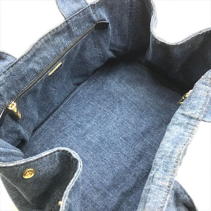 Prada Canapa 2-Way Shoulder Tote Hand Denim Blue