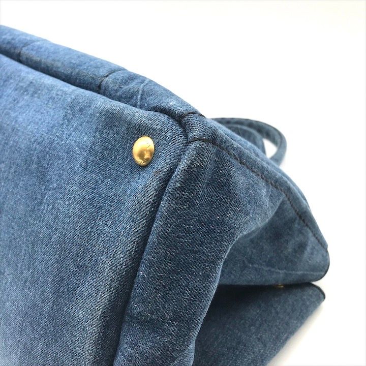 Prada Canapa 2-Way Shoulder Tote Hand Denim Blue