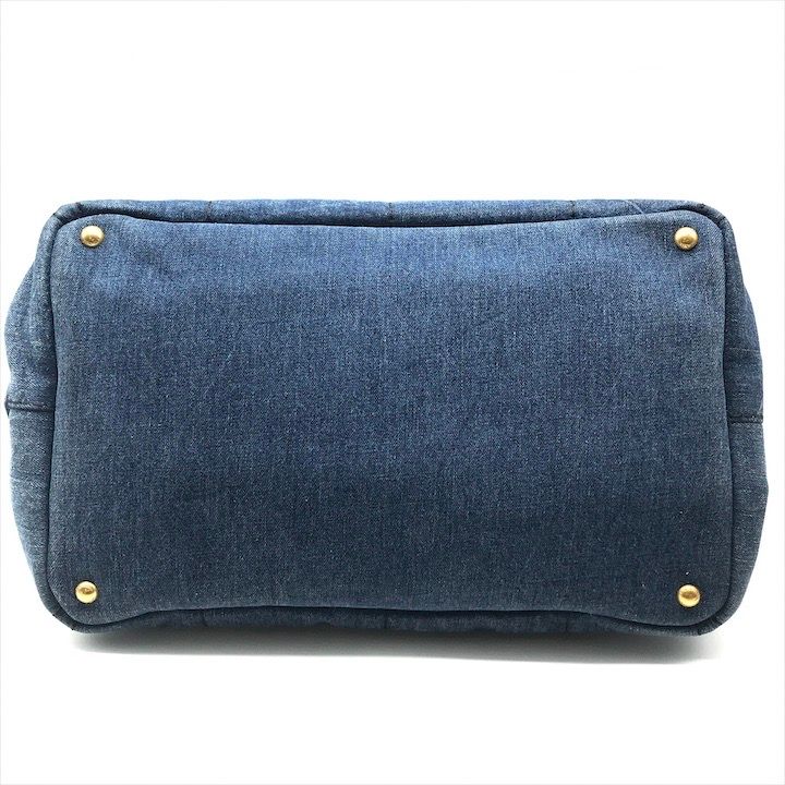 Prada Canapa 2-Way Shoulder Tote Hand Denim Blue