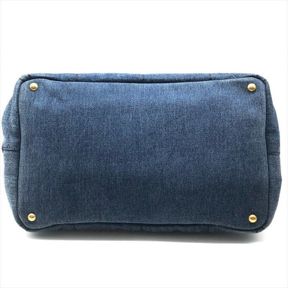 Prada Canapa 2-Way Shoulder Tote Hand Denim Blue