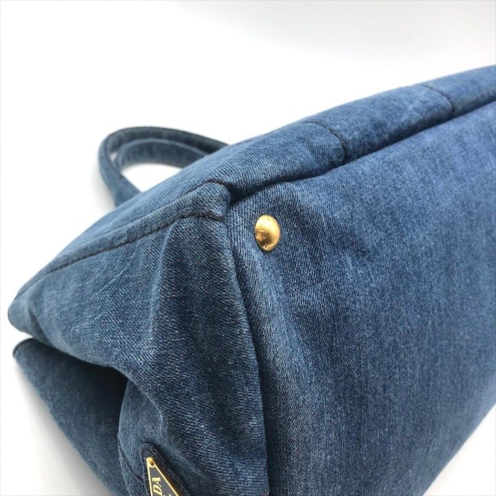 Prada Canapa 2-Way Shoulder Tote Hand Denim Blue