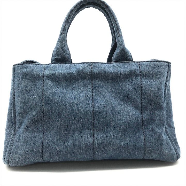 Prada Canapa 2-Way Shoulder Tote Hand Denim Blue