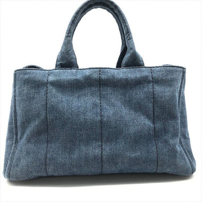 Prada Canapa 2-Way Shoulder Tote Hand Denim Blue