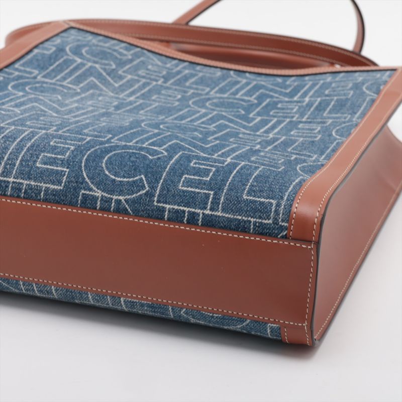 Unused Current Celine Small Vertical Cabas Denim Leather 2WAY Shoulder Bag