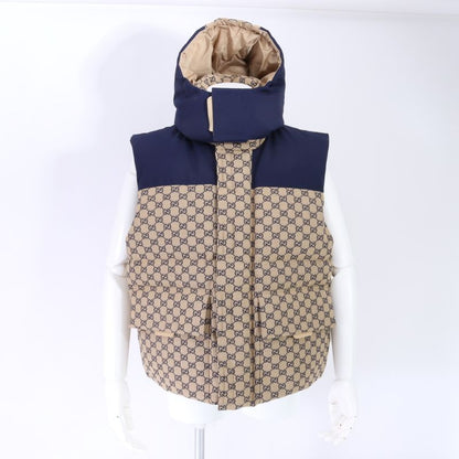Current Gucci GG Canvas Down Vest With Detachable Hood 48 M Size Equivalent