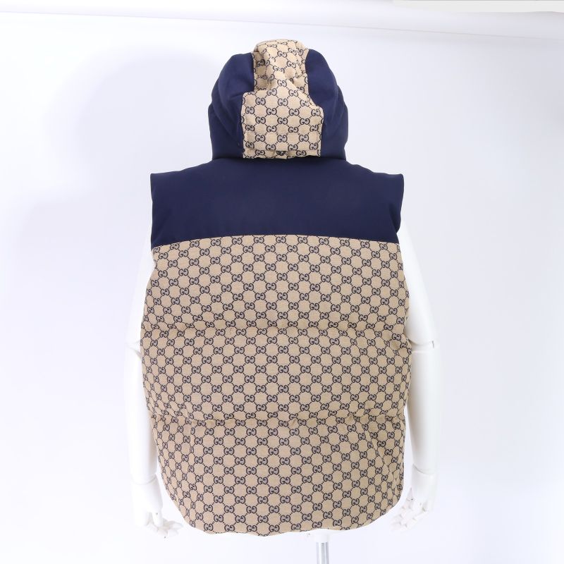 Current Gucci GG Canvas Down Vest With Detachable Hood 48 M Size Equivalent