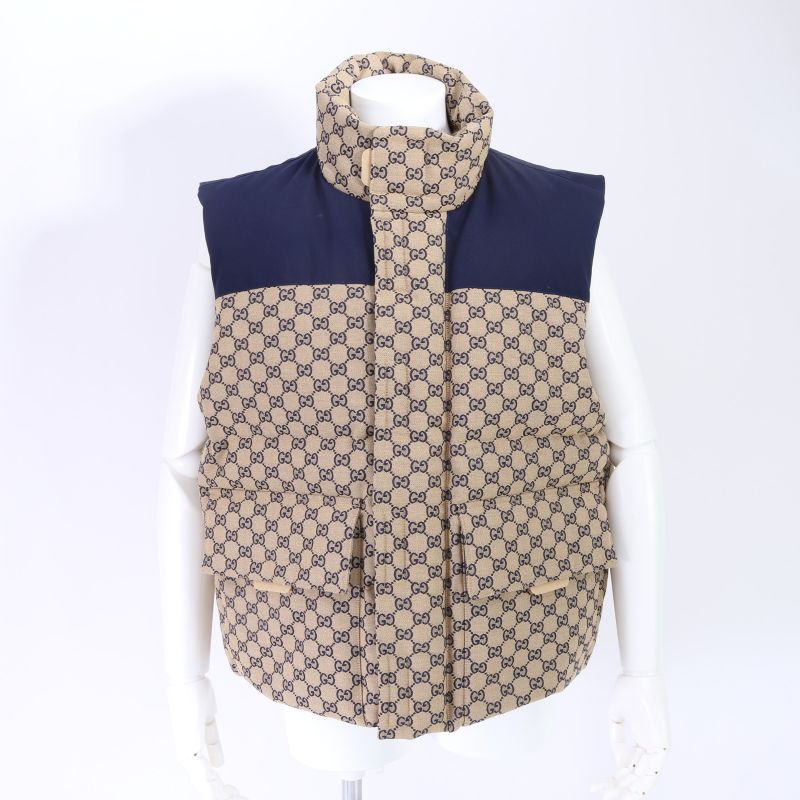 Current Gucci GG Canvas Down Vest With Detachable Hood 48 M Size Equivalent