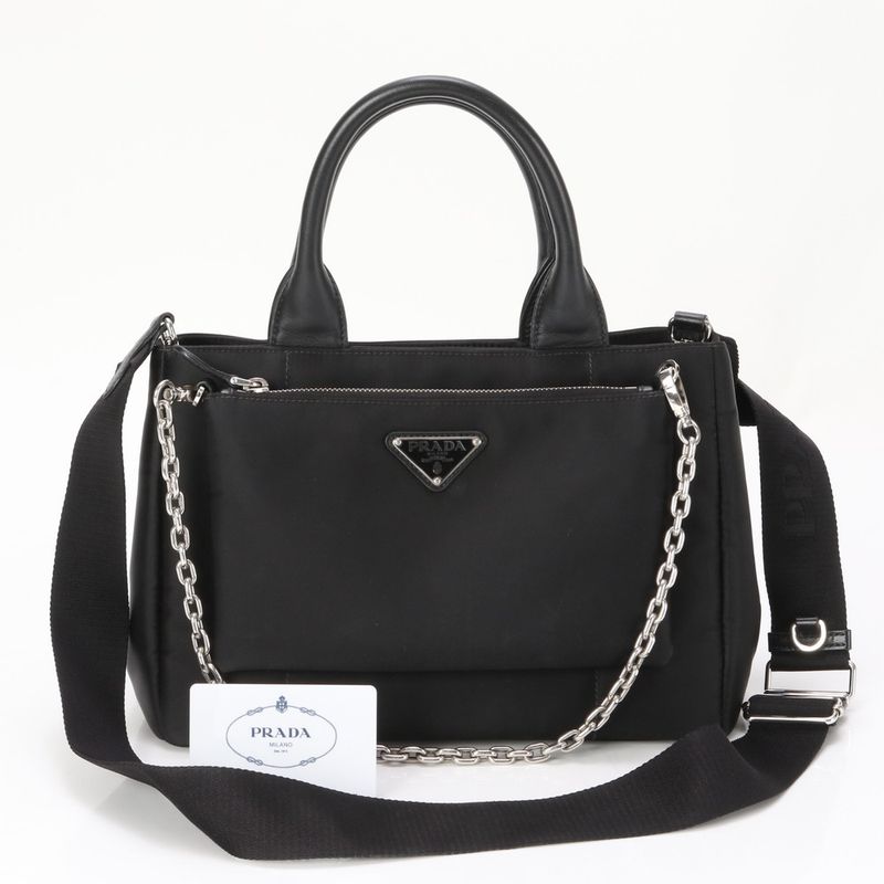 Prada Authenticity Appendix Tessuto Nylon Leather 2WAY Shoulder Bag 1bg364