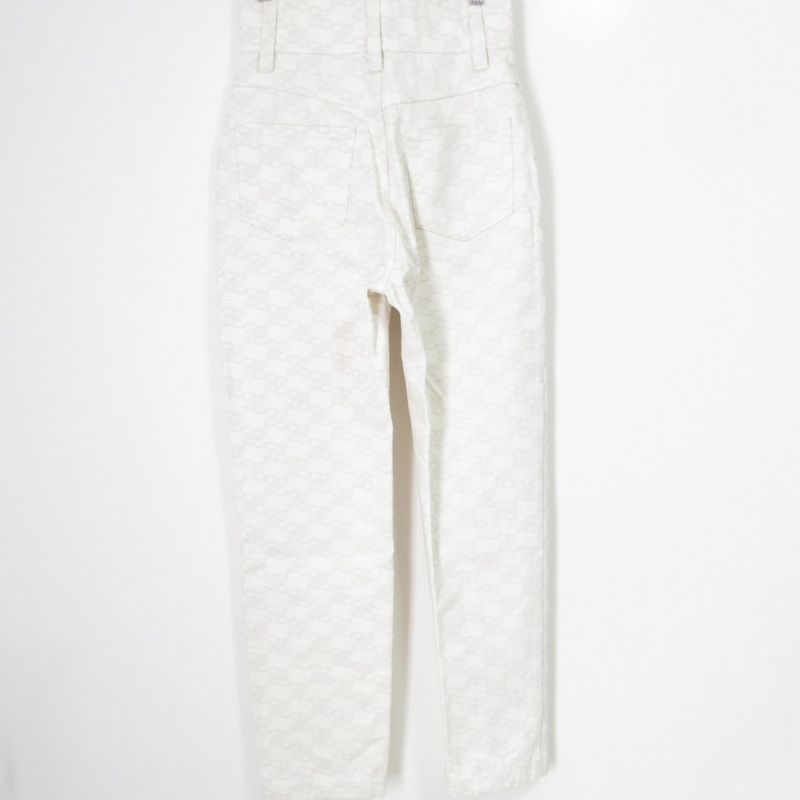 Fendi Model 2021 FF Calligraphy High Waist Denim Pants Jeans 38 Size Ivory