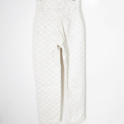 Fendi Model 2021 FF Calligraphy High Waist Denim Pants Jeans 38 Size Ivory