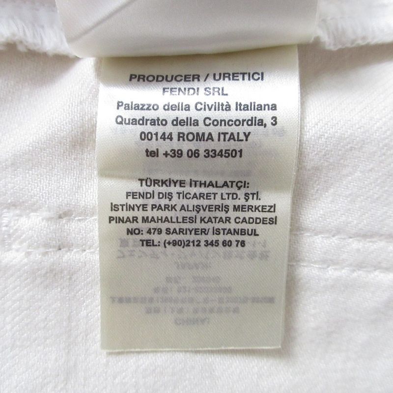 Fendi Model 2021 FF Calligraphy High Waist Denim Pants Jeans 38 Size Ivory