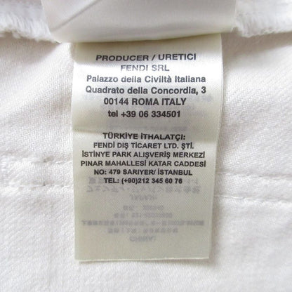 Fendi Model 2021 FF Calligraphy High Waist Denim Pants Jeans 38 Size Ivory