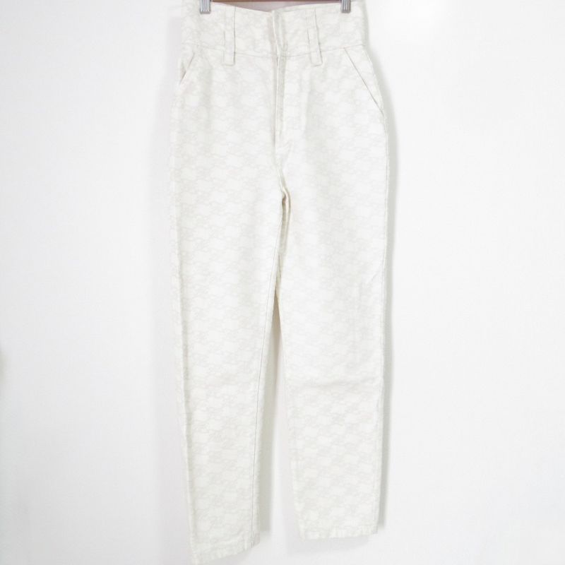 Fendi Model 2021 FF Calligraphy High Waist Denim Pants Jeans 38 Size Ivory