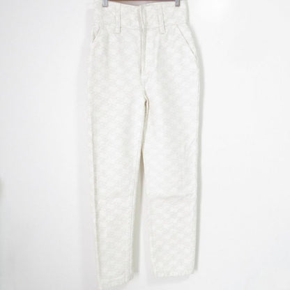 Fendi Model 2021 FF Calligraphy High Waist Denim Pants Jeans 38 Size Ivory