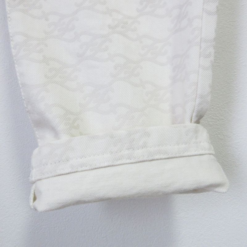 Fendi Model 2021 FF Calligraphy High Waist Denim Pants Jeans 38 Size Ivory