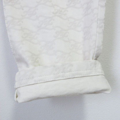 Fendi Model 2021 FF Calligraphy High Waist Denim Pants Jeans 38 Size Ivory