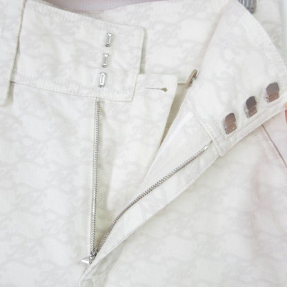 Fendi Model 2021 FF Calligraphy High Waist Denim Pants Jeans 38 Size Ivory