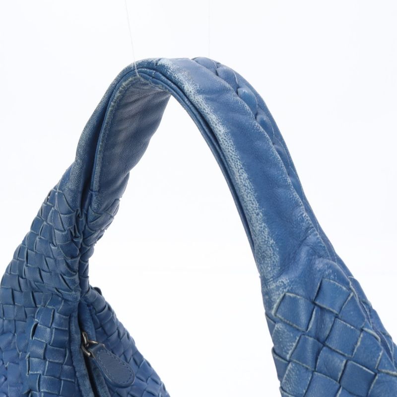 Bottega Veneta Intrecciato Hobo Blue Leather Shoulder Bag Shoulder Tote Hand