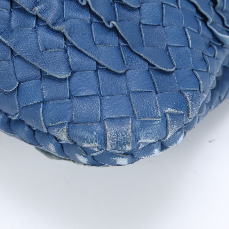 Bottega Veneta Intrecciato Hobo Blue Leather Shoulder Bag Shoulder Tote Hand
