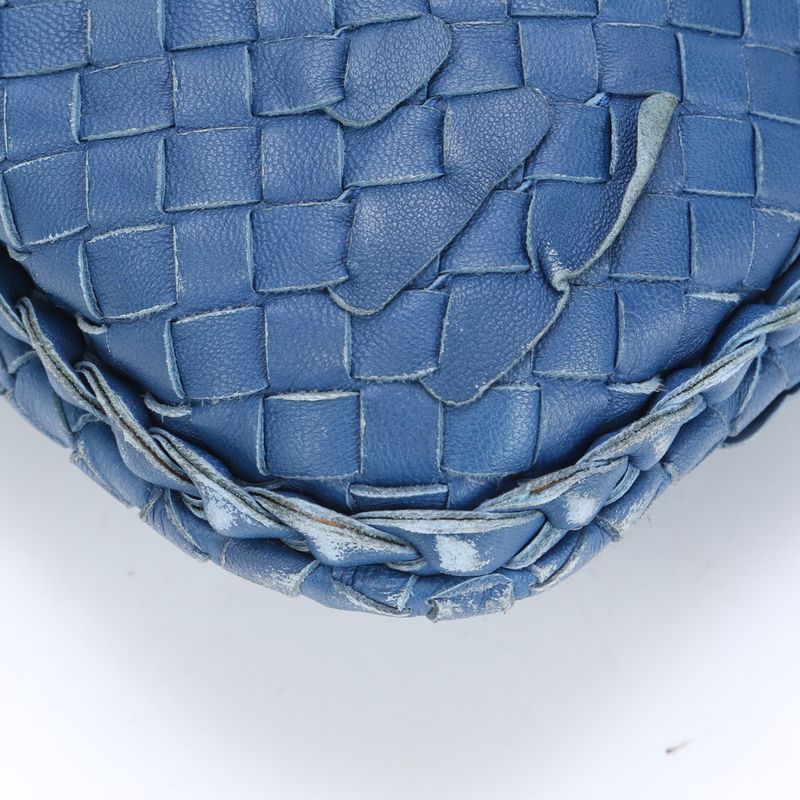 Bottega Veneta Intrecciato Hobo Blue Leather Shoulder Bag Shoulder Tote Hand