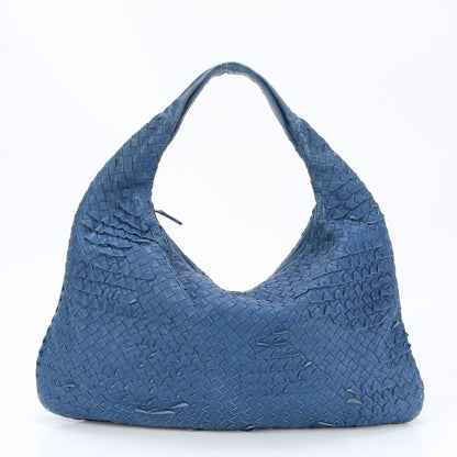 Bottega Veneta Intrecciato Hobo Blue Leather Shoulder Bag Shoulder Tote Hand