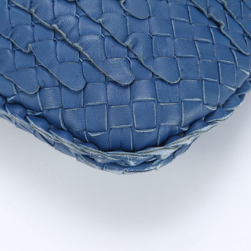 Bottega Veneta Intrecciato Hobo Blue Leather Shoulder Bag Shoulder Tote Hand