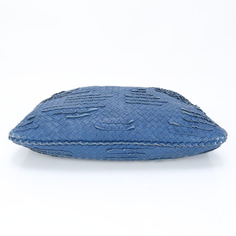 Bottega Veneta Intrecciato Hobo Blue Leather Shoulder Bag Shoulder Tote Hand