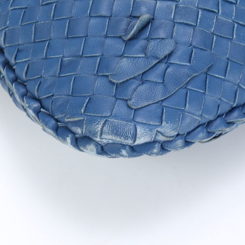 Bottega Veneta Intrecciato Hobo Blue Leather Shoulder Bag Shoulder Tote Hand