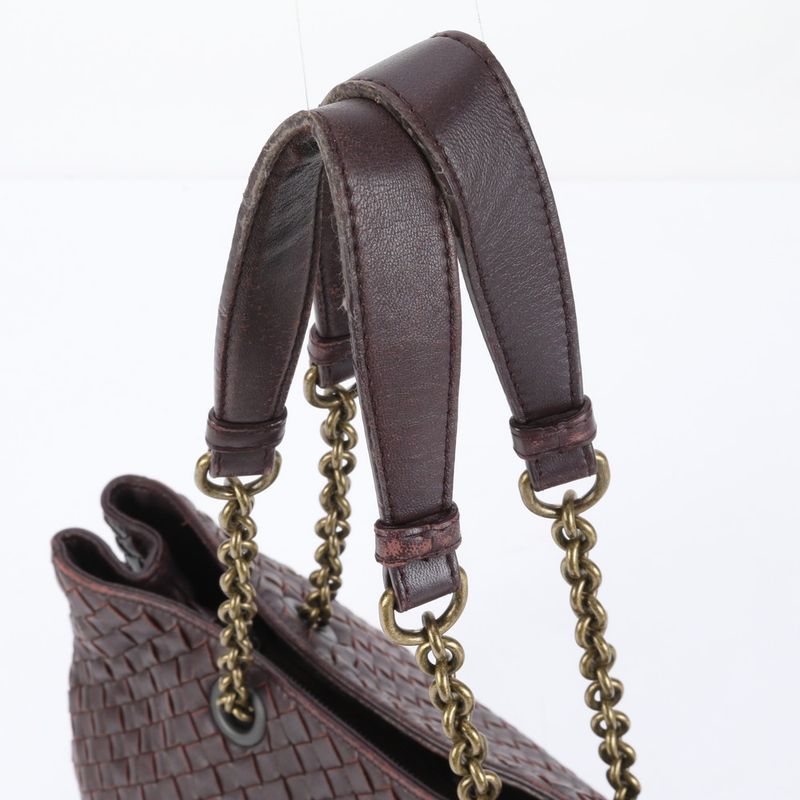 Bottega Veneta Intrecciato Braided Chain Leather Shoulder Bag Shoulder Tote