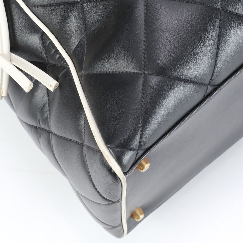 Chanel With Serial Seal Matelasse Logo Leather Boston Bag Business Travel Hand