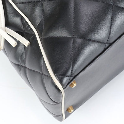 Chanel With Serial Seal Matelasse Logo Leather Boston Bag Business Travel Hand