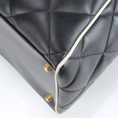 Chanel With Serial Seal Matelasse Logo Leather Boston Bag Business Travel Hand