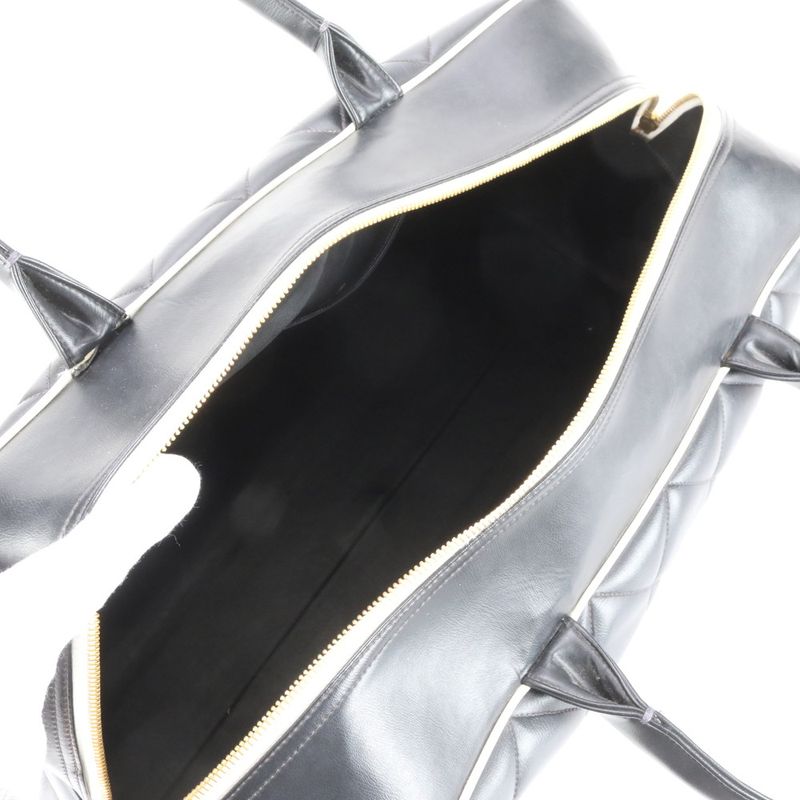 Chanel With Serial Seal Matelasse Logo Leather Boston Bag Business Travel Hand