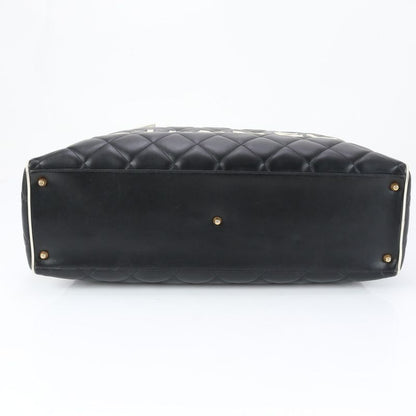 Chanel With Serial Seal Matelasse Logo Leather Boston Bag Business Travel Hand