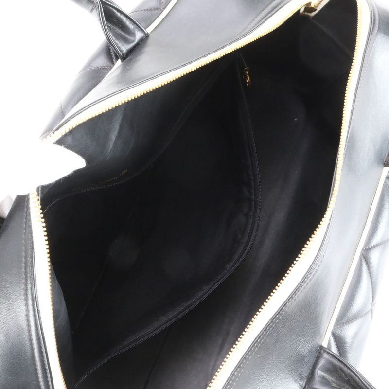 Chanel With Serial Seal Matelasse Logo Leather Boston Bag Business Travel Hand